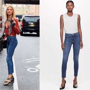MOTHER Looker Ankle Fray Girl Crush Jeans 26 2 mid rise stretch designer skinny